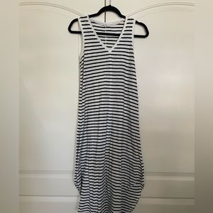 Z supply reverie slub midi dress, black and white striped, xs